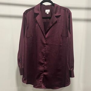 Elegant  Women's Blouse in Deep Burgundy